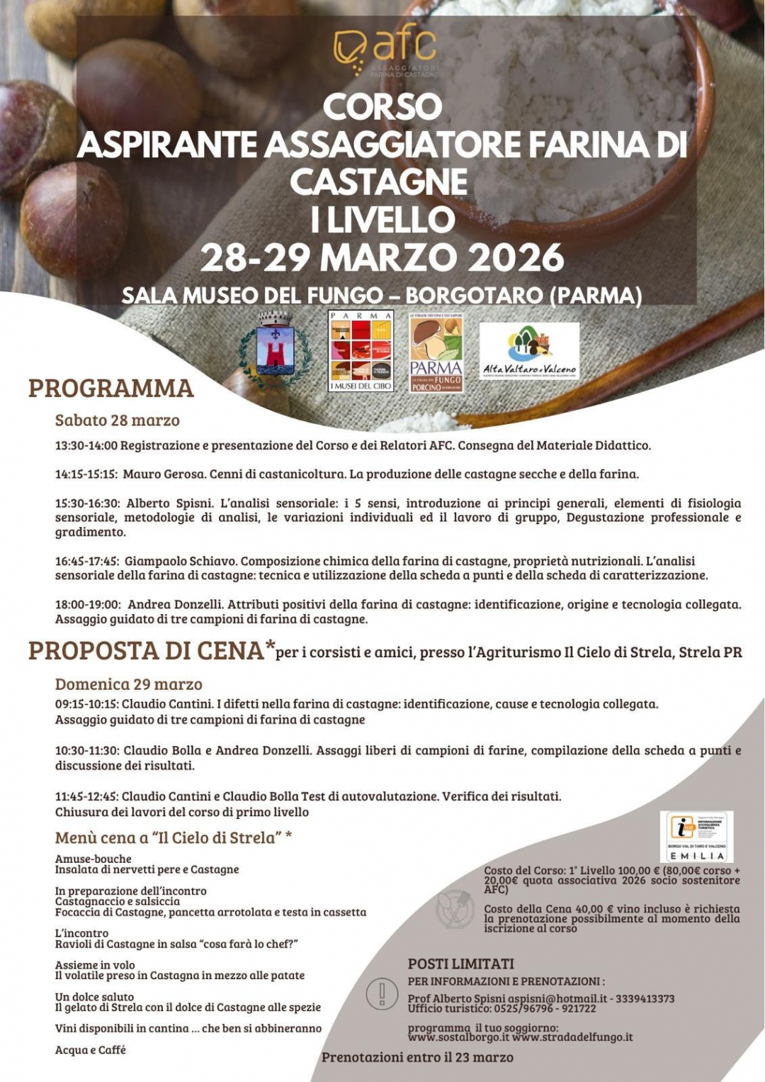 Corso per Aspiranti Assaggiatori di farina di Castagne